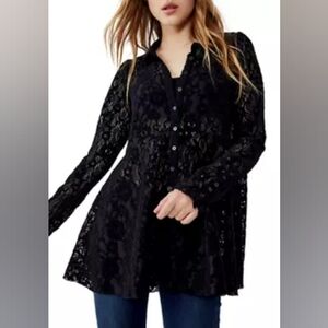 FREE PEOPLE Heather Tunic Black Size Medium